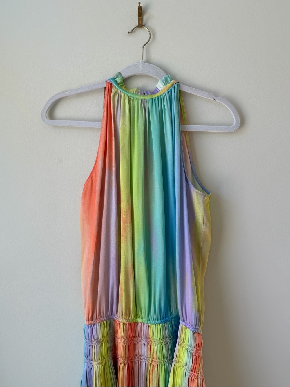 Current Air Cara Pleated Mini Dress Pastel Rainbow Colorful Size Medium Swing - Picture 12 of 16